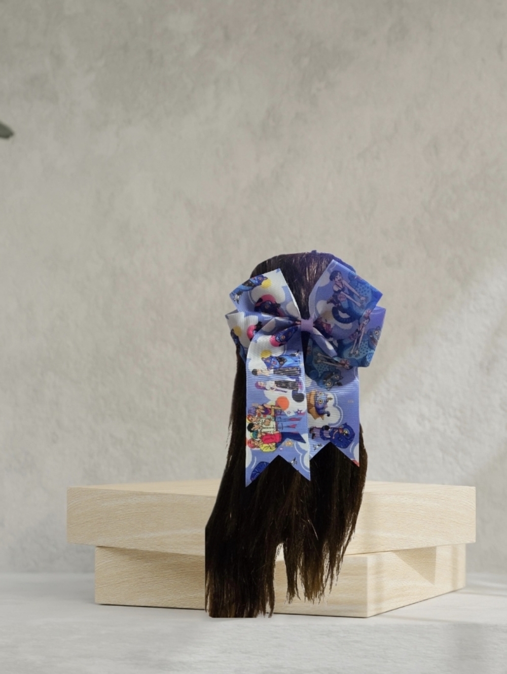K-pop Purple Character Print Hair Bow for Kids